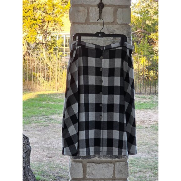 Black & White Plaid Button-Front Womens A-line Skirt By Ck Collection Size 1X - Picture 7 of 7